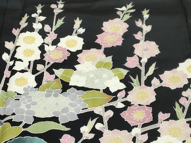 平和屋着物●豪華黒留袖 友禅 花鳥文 正絹 逸品 DABG2408ud