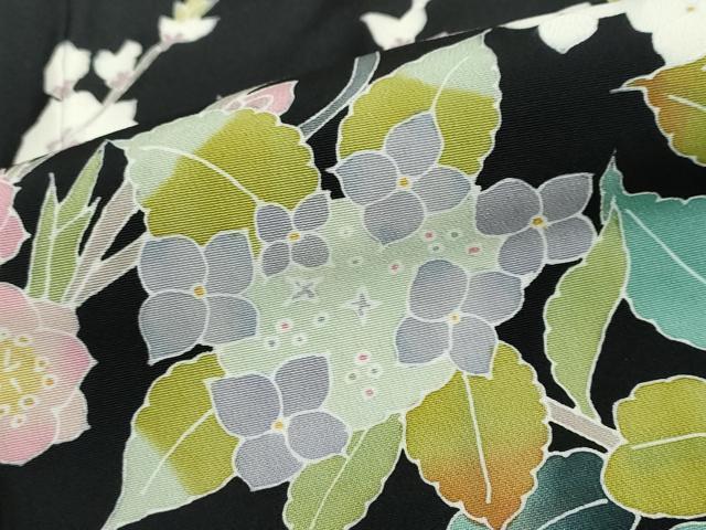 平和屋着物●豪華黒留袖 友禅 花鳥文 正絹 逸品 DABG2408ud