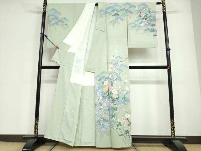 平和屋着物●訪問着 友禅 作家物 草花文 正絹 逸品 DABG2410ud