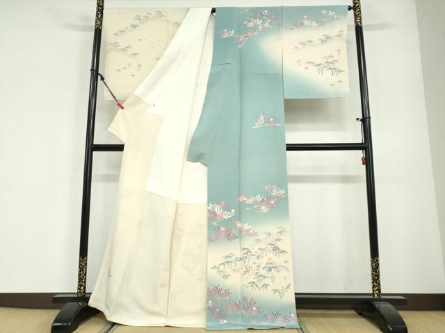 平和屋着物●名門・上野家 上野街子 清染居 訪問着 風景草花文 暈し染め 正絹 逸品 DABG2417ud