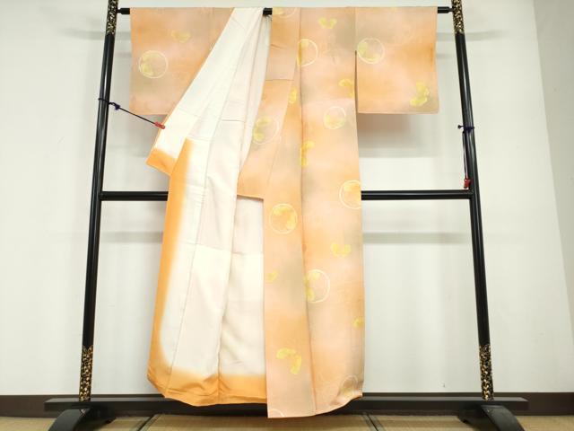 平和屋着物●上質な小紋 地紋起こし 花蝶丸文 暈し染め 正絹 逸品 DABG2422ud