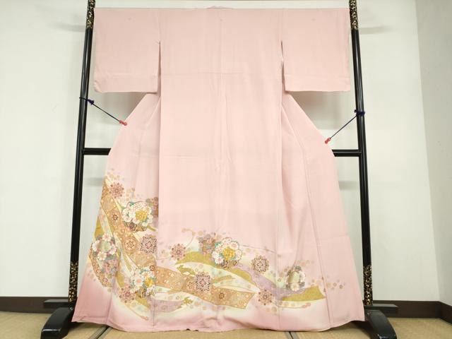 平和屋着物●豪華色留袖 駒刺繍 正倉院鳳凰花車文 暈し染め 金銀彩 正絹 逸品 DABG2438ud