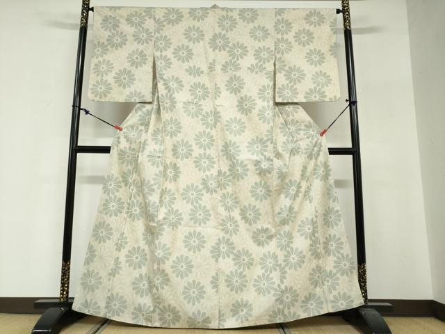 平和屋着物●本場大島紬 白大島 7マルキ 舞花文 正絹 逸品 DABG2468ud