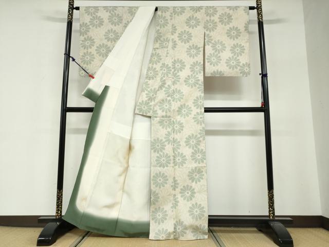 平和屋着物●本場大島紬 白大島 7マルキ 舞花文 正絹 逸品 DABG2468ud