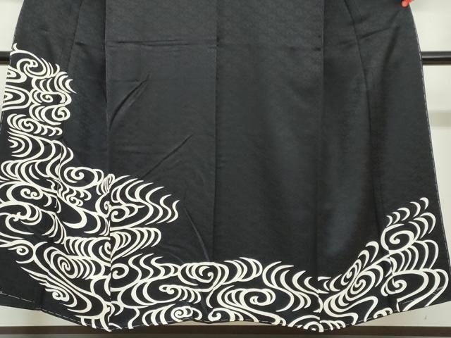 平和屋着物●訪問着 流水文 黒地 正絹 逸品 未使用 DABG2473ud