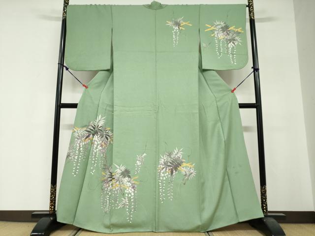 平和屋着物●訪問着 手描き 枝垂れ花文 金彩 正絹 逸品 DABG2479ud