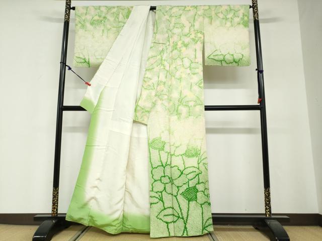 平和屋着物●訪問着 総絞り 草花文 正絹 逸品 DABG2480ud
