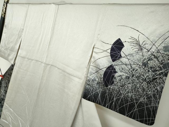 平和屋着物●訪問着 刺繍 地紙草花文 たたき染め 銀彩 正絹 逸品 DABG2483ud