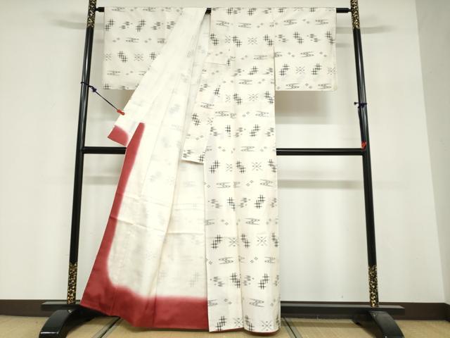 平和屋着物●本場琉球絣 紬 正絹 逸品 DABG2484ud