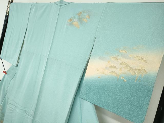 平和屋着物●訪問着 刺繍 流水草花文 暈し染め 金銀彩 正絹 逸品 未使用 DABG2490ud