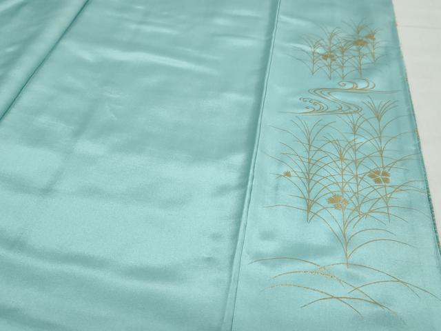 平和屋着物●訪問着 刺繍 流水草花文 暈し染め 金銀彩 正絹 逸品 未使用 DABG2490ud