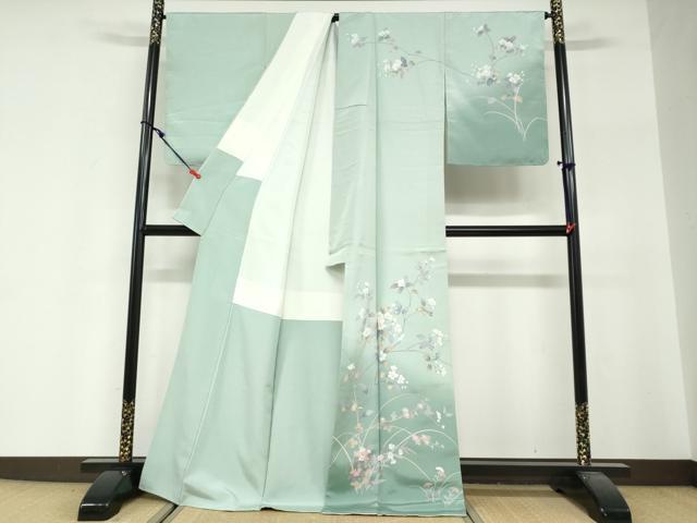 平和屋着物●訪問着 友禅 作家物 枝花文 暈し染め 正絹 逸品 未使用 DABG2491ud