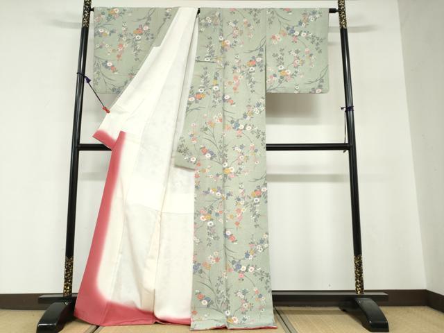 平和屋着物●上質な小紋 枝花文 金彩 正絹 逸品 DABG2495ud