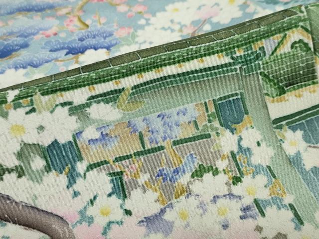 平和屋着物●豪華色留袖 友禅 作家物 風景草花文 暈し染め 正絹 逸品 DABG2499ud