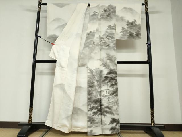平和屋着物●友禅 寺島玲聲 訪問着 手描き 風景樹林文 正絹 逸品 DABG2514ud