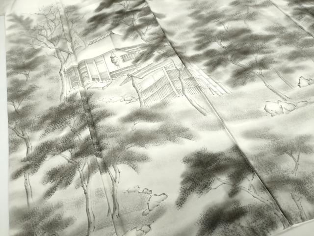 平和屋着物●友禅 寺島玲聲 訪問着 手描き 風景樹林文 正絹 逸品 DABG2514ud