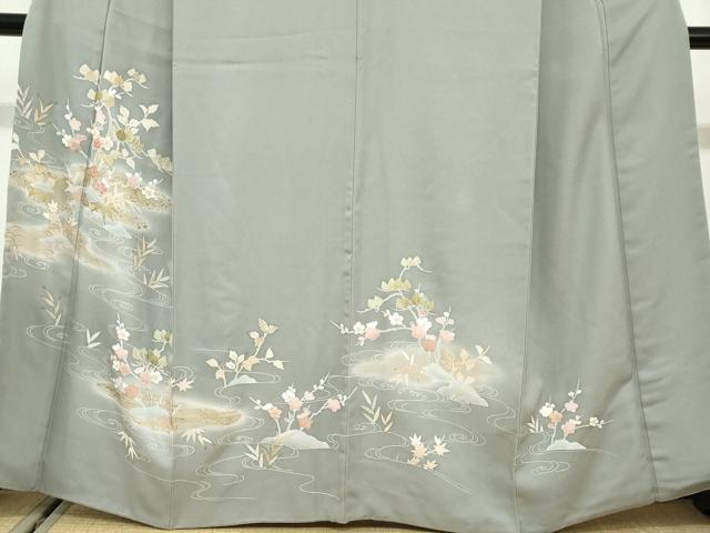 平和屋着物●中国三大刺繍 相良刺繍 訪問着 流水草花文 暈し染め 金彩 大丸扱い 正絹 逸品 DABG2515ud