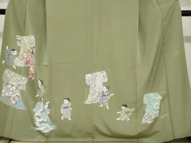 平和屋着物●訪問着 友禅 作家物 童子遊び 正絹 逸品 DABG2519ud
