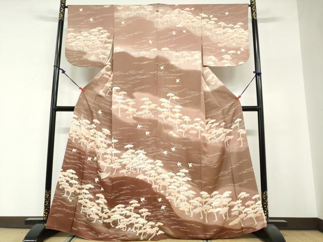 平和屋着物●訪問着 駒刺繍 花鳥文 暈し染め 金彩 正絹 逸品 DABG2521ud