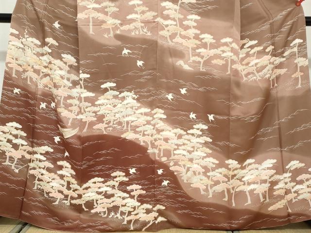 平和屋着物●訪問着 駒刺繍 花鳥文 暈し染め 金彩 正絹 逸品 DABG2521ud