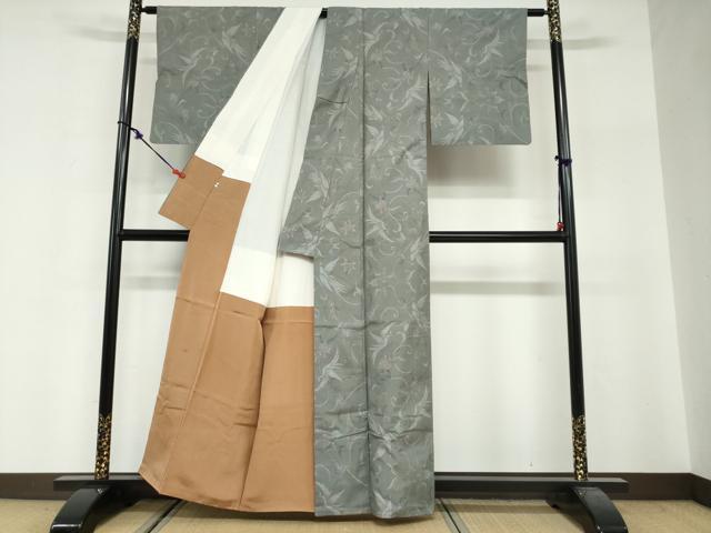 平和屋着物●本場大島紬 9マルキ 花鳥唐草文 正絹 逸品 DABG2522ud