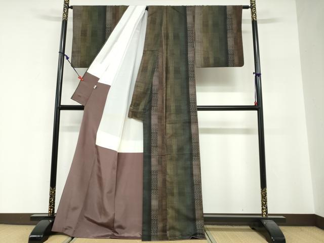 平和屋着物●本場大島紬 9マルキ 間道 正絹 逸品 DABG2525ud