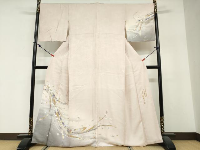 平和屋着物●金彩友禅 卓越技能者・名工・和田光正 訪問着 熨斗草花文 暈し染め 金銀彩 正絹 逸品 DABG2537ud