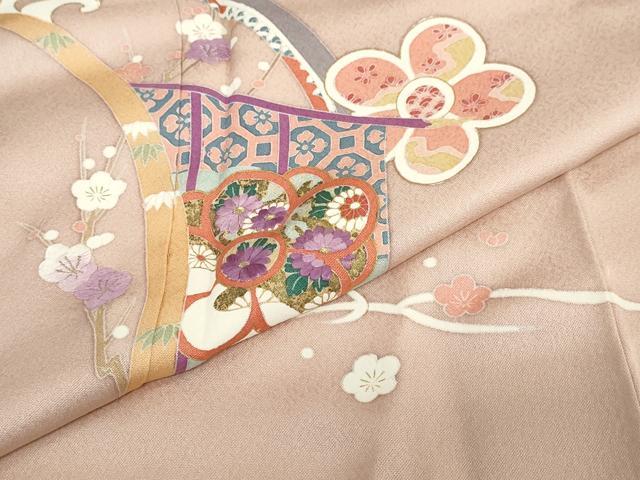 平和屋着物●西陣 京の名門 じゅらく謹製 帝王紫 訪問着 刺繍 几帳草花文 金彩 正絹 逸品 未使用 DABG2538ud