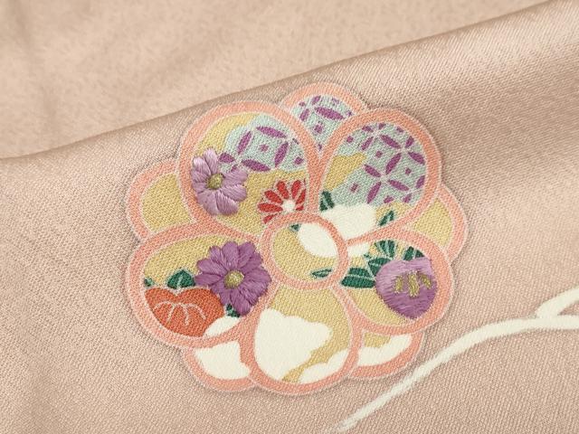 平和屋着物●西陣 京の名門 じゅらく謹製 帝王紫 訪問着 刺繍 几帳草花文 金彩 正絹 逸品 未使用 DABG2538ud