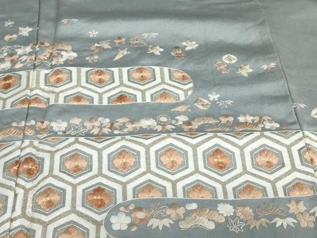 平和屋着物●豪華色留袖 総刺繍 宝尽くし吉祥草花文 金糸 ロング丈 正絹 逸品 未使用 DABG2544ud