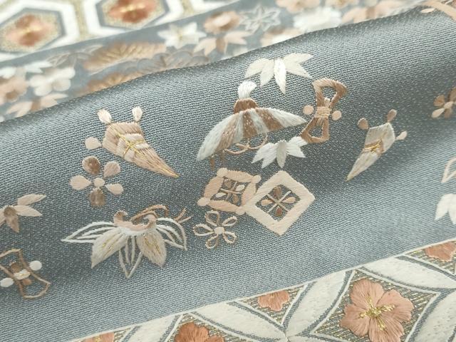 平和屋着物●豪華色留袖 総刺繍 宝尽くし吉祥草花文 金糸 ロング丈 正絹 逸品 未使用 DABG2544ud