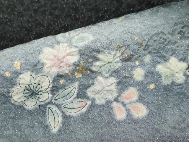 平和屋着物●訪問着 絞り 辻が花 暈し染め 黒地 金彩 金通し地 正絹 逸品 DABG2547ud