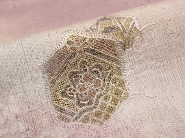 平和屋着物●中国三大刺繍 スワトウ刺繍 汕頭刺繍 総刺繍 訪問着 紬地 雲霞吉祥花文 金糸 正絹 逸品 DABG2558ud