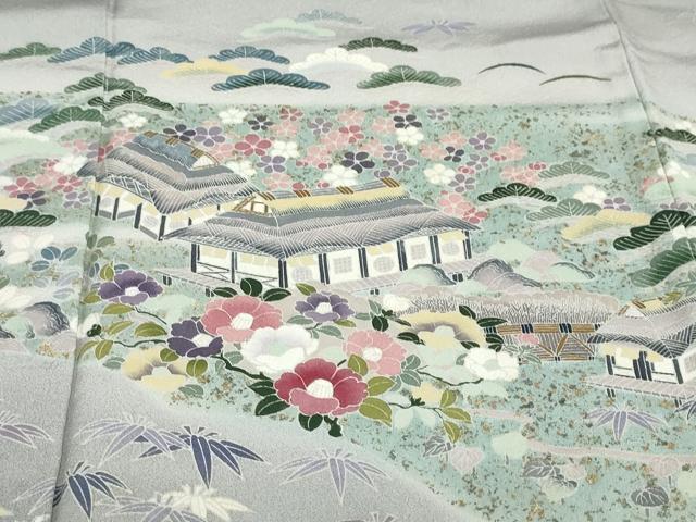 平和屋着物●訪問着 友禅 作家物 風景草花文 暈し染め 正絹 逸品 DABG2559ud