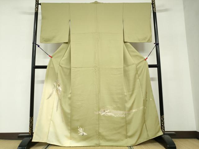 平和屋着物●螺鈿作家 甲斐泰造 訪問着 鳳凰草花文 暈し染め 金彩 正絹 逸品 未使用 DABG2562ud