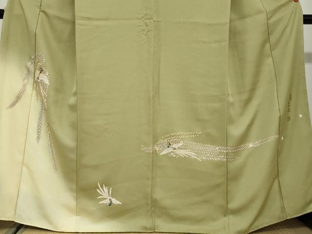 平和屋着物●螺鈿作家 甲斐泰造 訪問着 鳳凰草花文 暈し染め 金彩 正絹 逸品 未使用 DABG2562ud