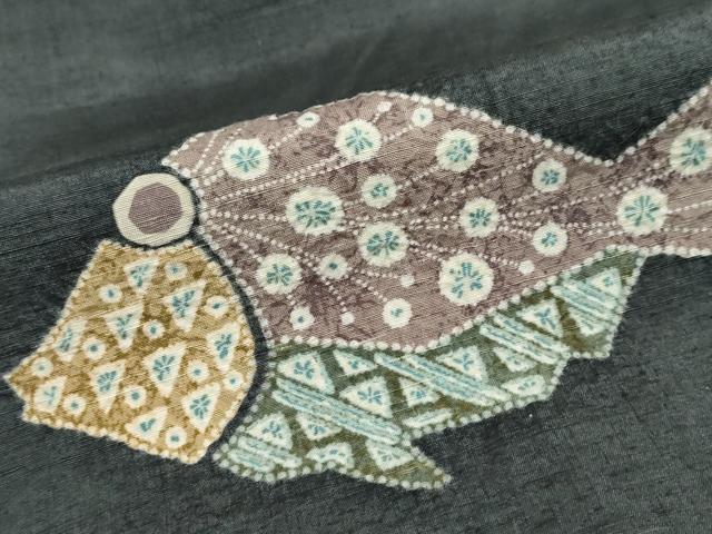平和屋着物●訪問着 作家物 紬地 魚 鈴乃屋扱い 正絹 逸品 DABG2567ud