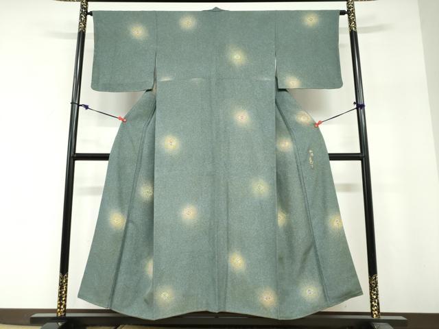 平和屋着物●京友禅の第一人者 松井青々 小紋 抽象文様 蛍暈し 金彩 反端付き 正絹 逸品 DABG2579ud