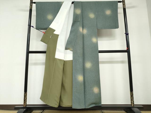 平和屋着物●京友禅の第一人者 松井青々 小紋 抽象文様 蛍暈し 金彩 反端付き 正絹 逸品 DABG2579ud
