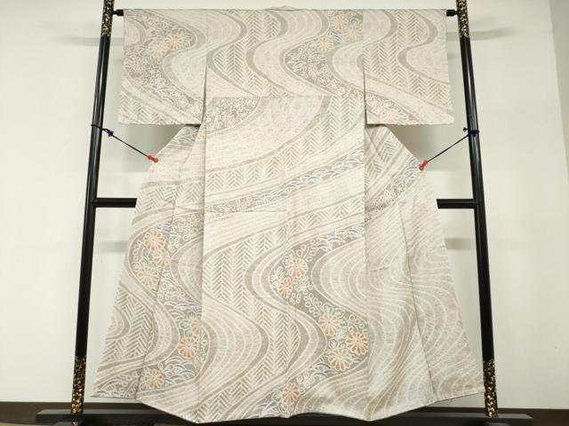 平和屋着物●訪問着 総絞り 流水草花文 ますいわ屋扱い 正絹 逸品 DABG2587ud