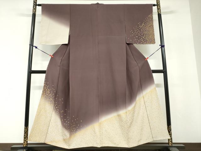 平和屋着物●訪問着 舞葉文 暈し染め 金彩 ますいわ屋扱い 正絹 逸品 未使用 DABG2591ud