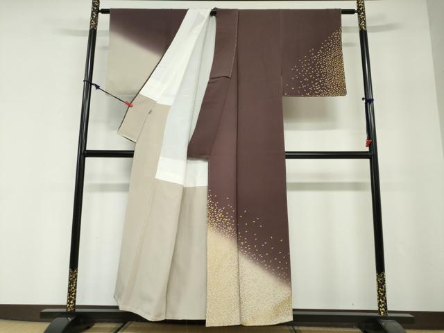 平和屋着物●訪問着 舞葉文 暈し染め 金彩 ますいわ屋扱い 正絹 逸品 未使用 DABG2591ud