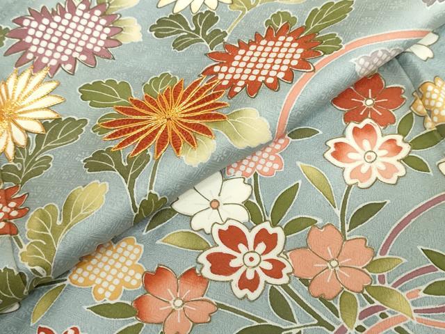 平和屋着物●訪問着 駒刺繍 吉祥草花文 暈し染め 正絹 逸品 DABG2593ud