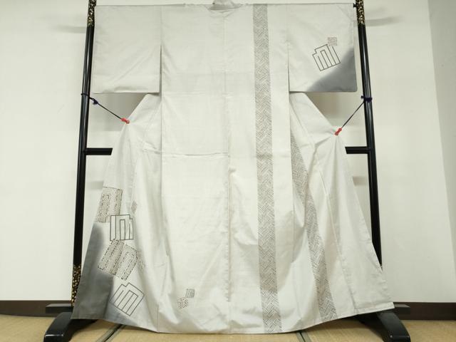 平和屋着物●本場縞大島紬 訪問着 白大島 源氏香 正絹 逸品 DABG2595ud