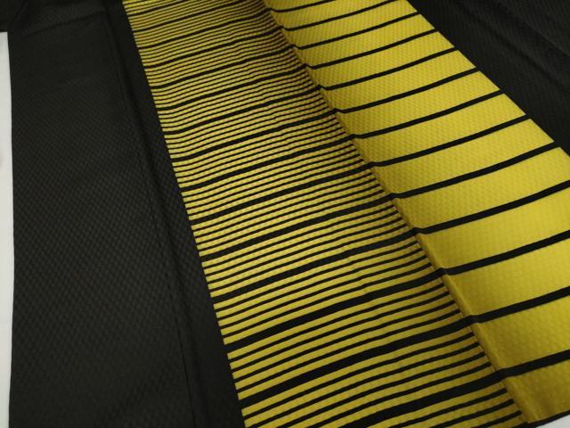 平和屋着物●着物デザイナー 井尻学 訪問着 横段文 黒地 正絹 逸品 DABG2598ud