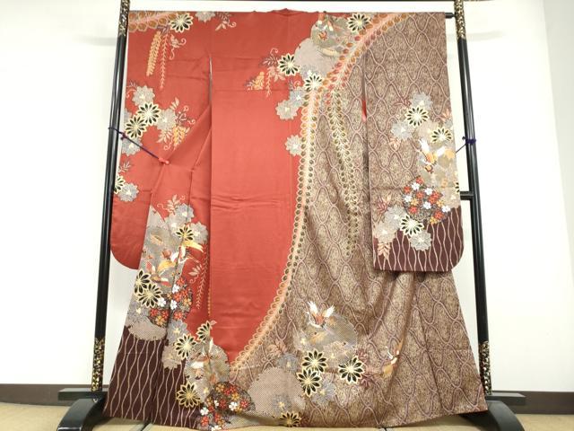 平和屋着物●谷崎潤一郎の世界 振袖 駒刺繍 雪輪草花文 宝尽くし 金彩 正絹 逸品 DABG2599ud