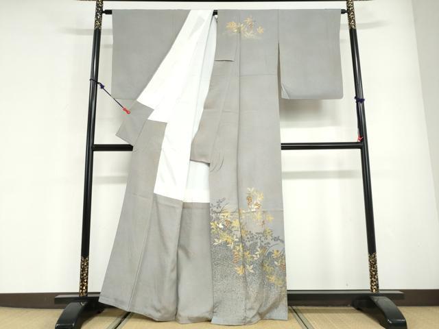 平和屋着物●訪問着 南天文 萩シルエット 金彩 正絹 逸品 DABG2604ud