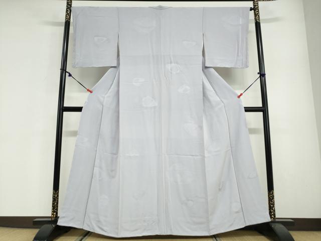 平和屋着物●上質な色無地 貝合わせ地紋 牡丹鼠色 正絹 逸品 未使用 DABG2605ud