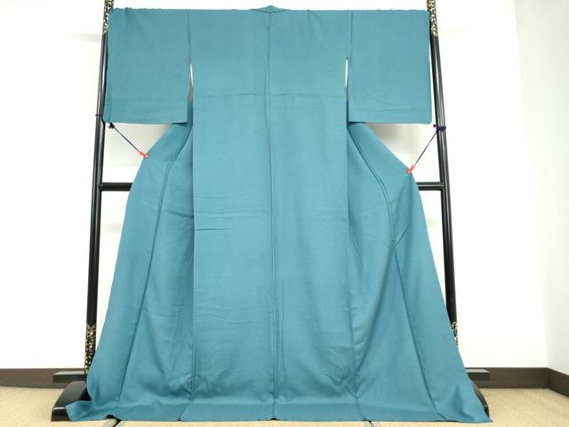 平和屋着物●上質な色無地 抽象地紋 花浅葱色 ロング丈 正絹 逸品 DABG2606ud