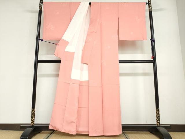 平和屋着物●上質な色無地 草花丸地紋 東雲色 正絹 逸品 DABG2609ud